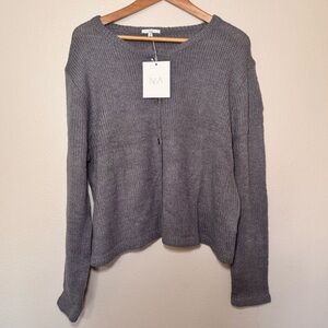 NIA Grey Button Front Cropped Cardigan L/XL NWT